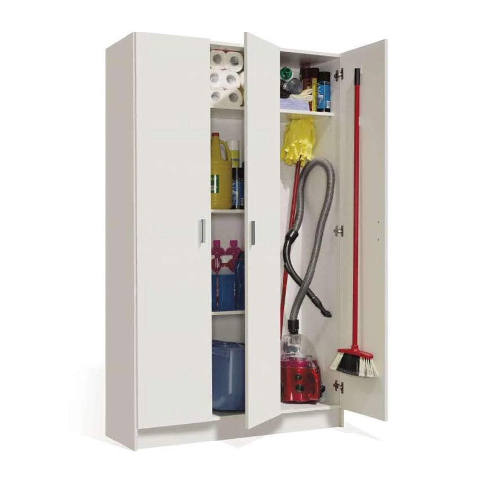 Armadio multiuso 3 ante bianco portascope 108x37x180 cm