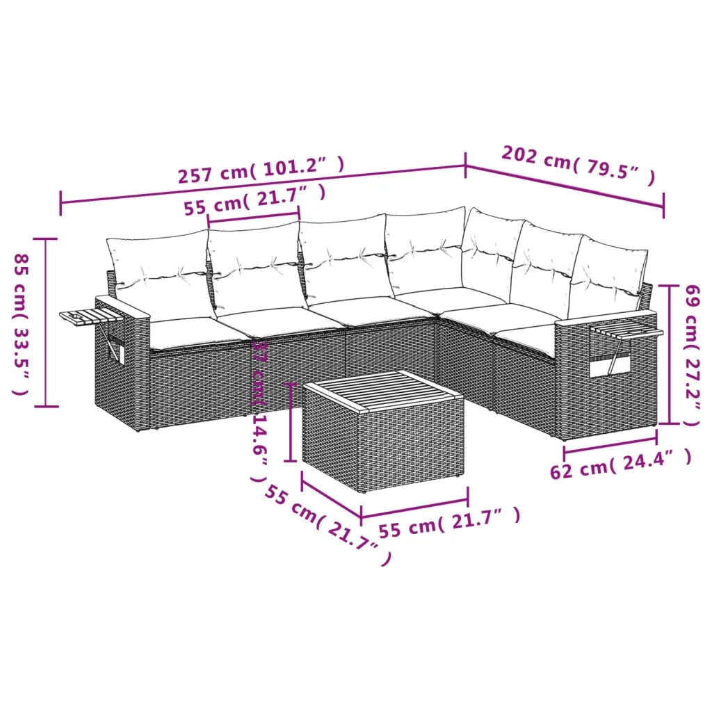 Set Divani da Giardino con Cuscini 7pz Nero Polyrattan 3259249