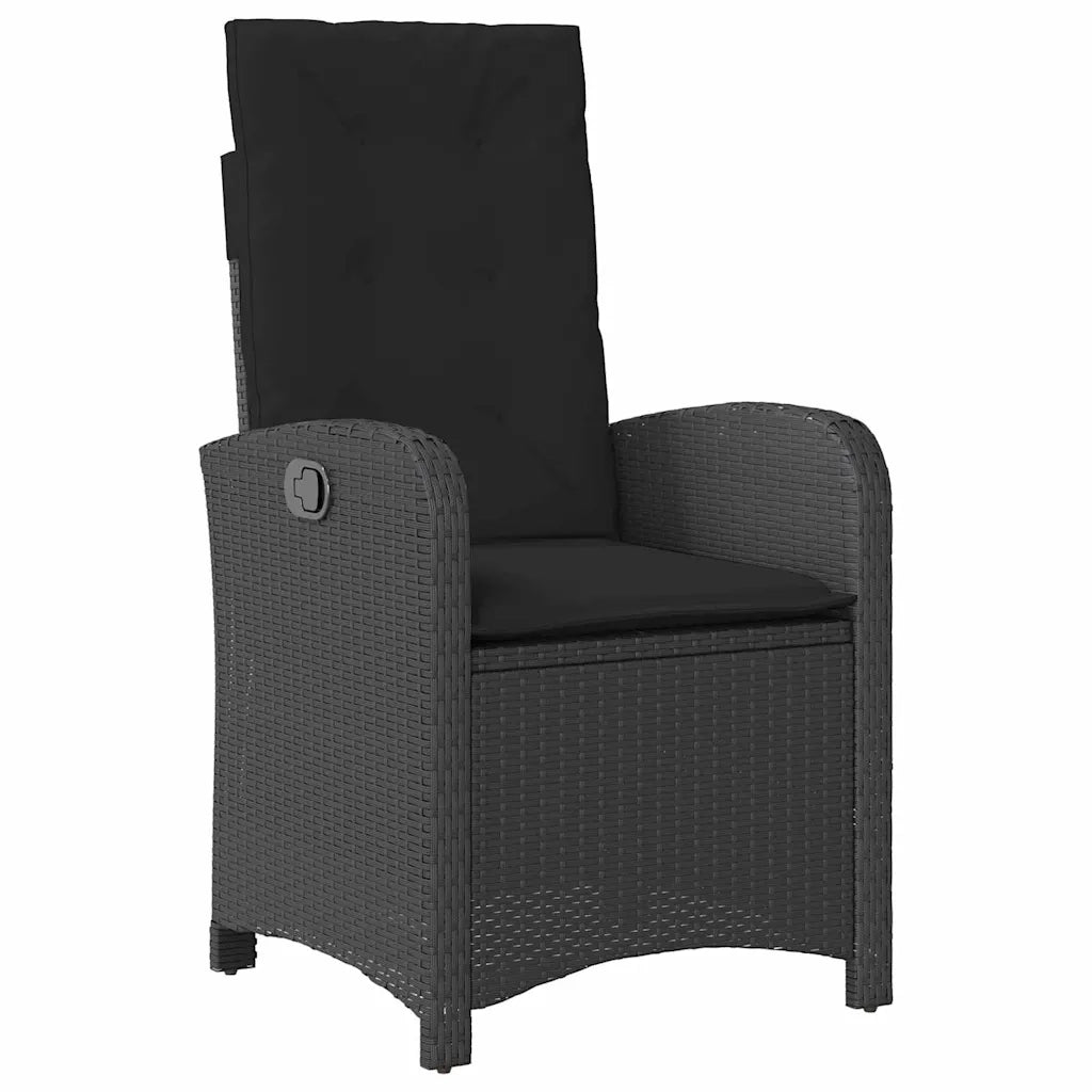 Set da Pranzo per Giardino con cuscino 7 pcs Nero polyrattan