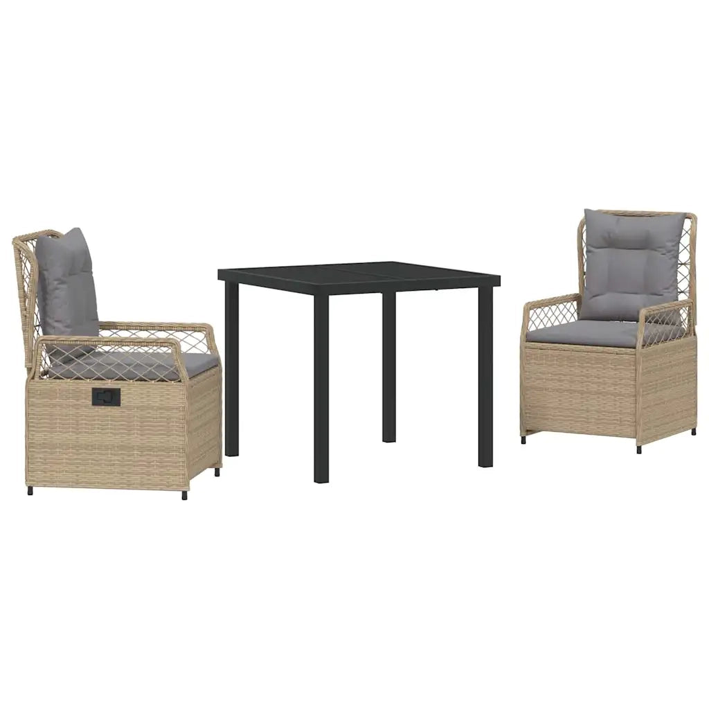 Set da Pranzo per Giardino 3 pcs Beige e Grigio Chiaro