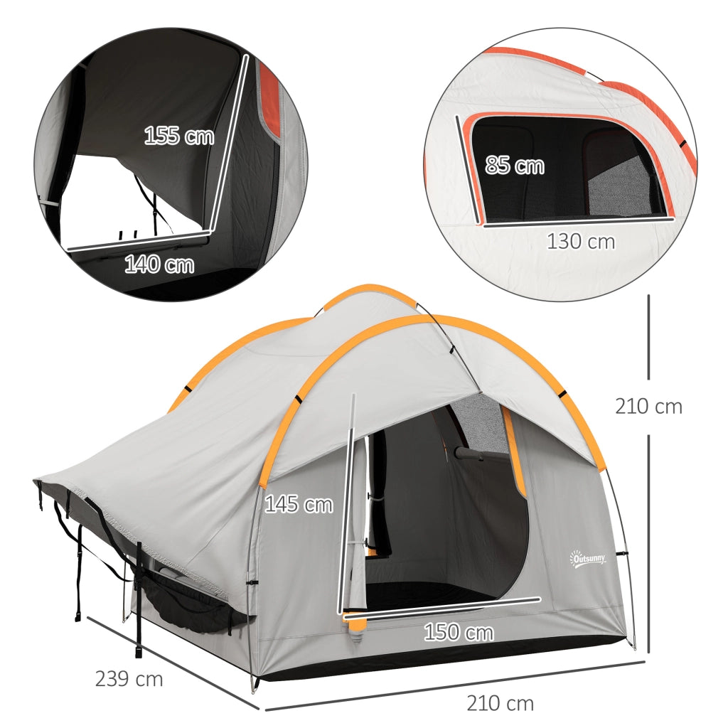 Tenda Garage Auto Impermeabile ¨C Xylo ¨C 3 Porte, PE Poliestere Fibra Vetro, 239x210x210 cm, Grigio Arancione