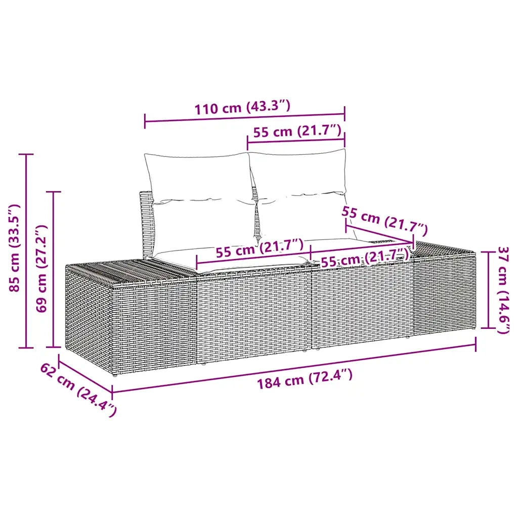 Set Divano da Giardino con cuscino 5 pcs Beige polyrattan 3359359