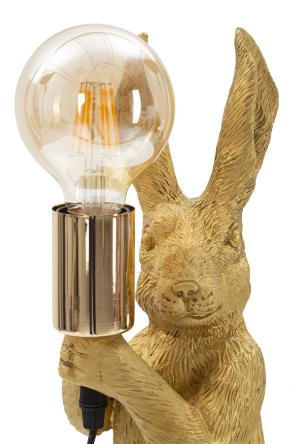 Lampada da tavolo forma di coniglio con luce in mano 13x17x35.5cm Rabbit dorato
