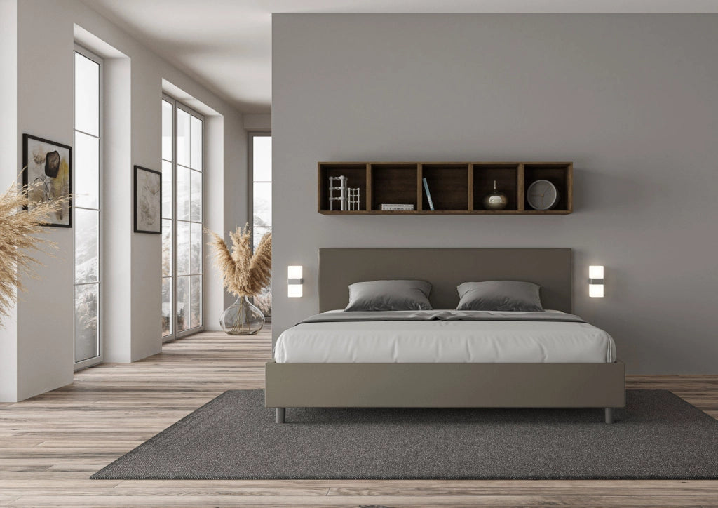 BS COM Letto contenitore imbottito 180x190 similpelle cappuccino