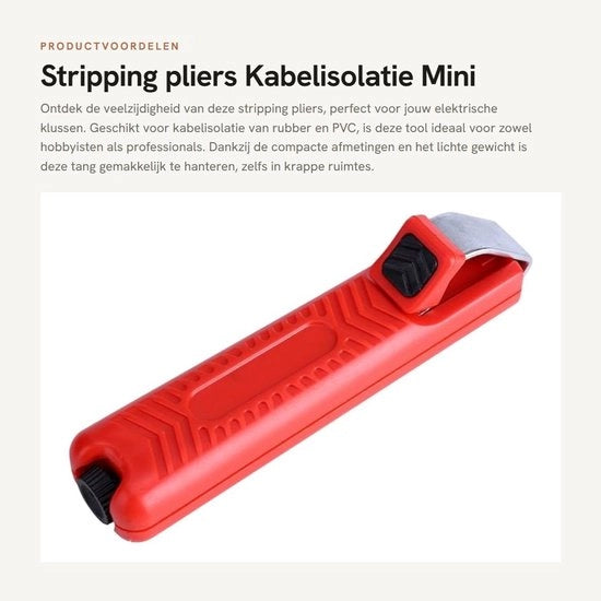 Strumento per staccare cavi - Plier per staccare - Isolante per cavi - Mini pinza per cavi - Rosso - Per gomma e PVC - 8-28 mm - Adatto per lavoro elettrico - Formato compatto