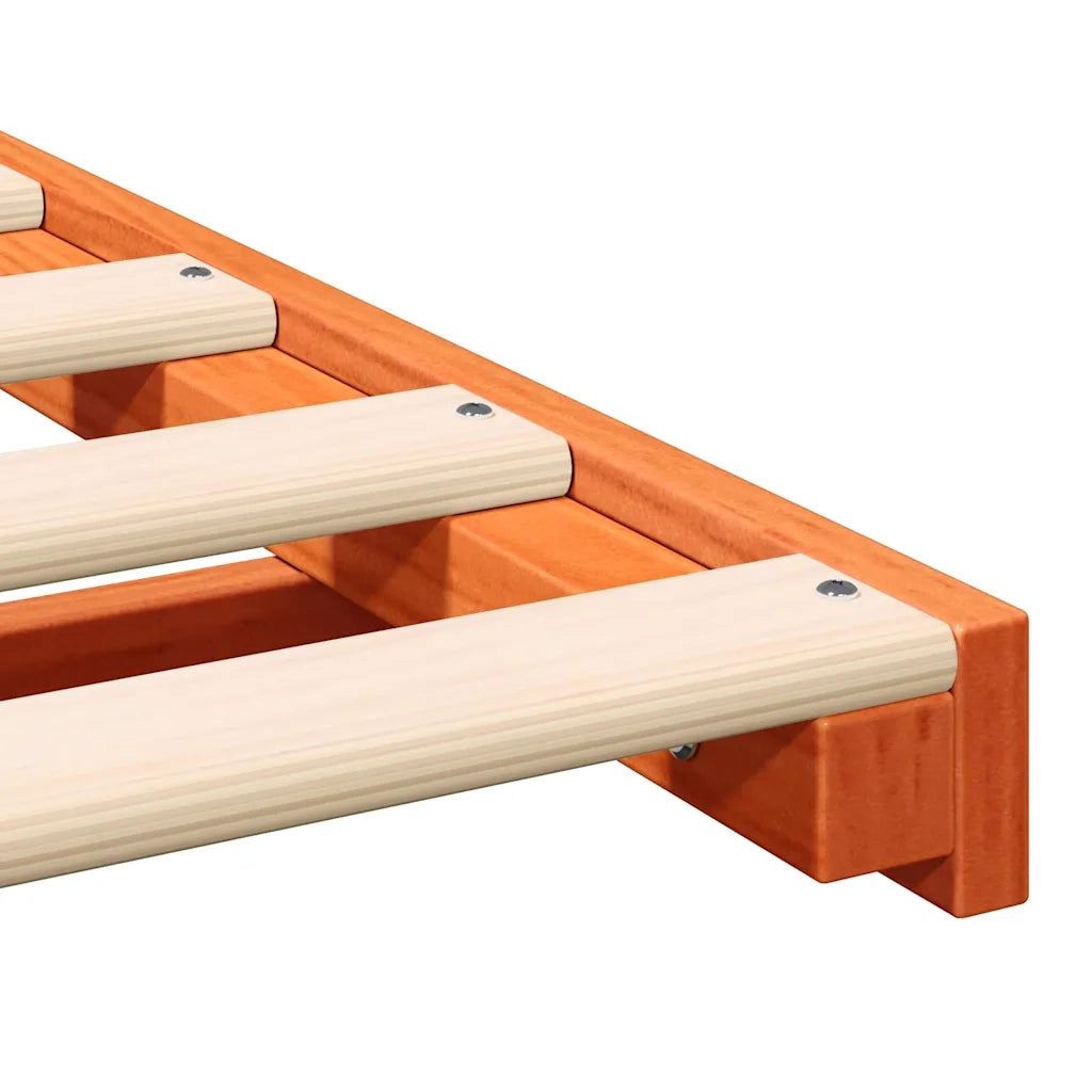 Letto singolo | Letto per adulti | Struttura del letto Marrone cerato 90 x 220 cm Pino massello