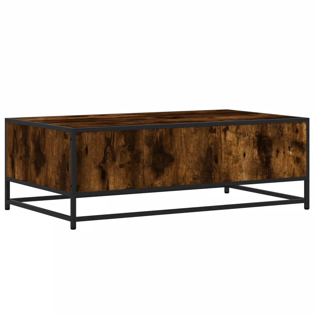 Tavolino-Tavolino da soggiorno-Tavolo Rovere Fumo 100x57x35cm in Legno Multistrato e Metallo