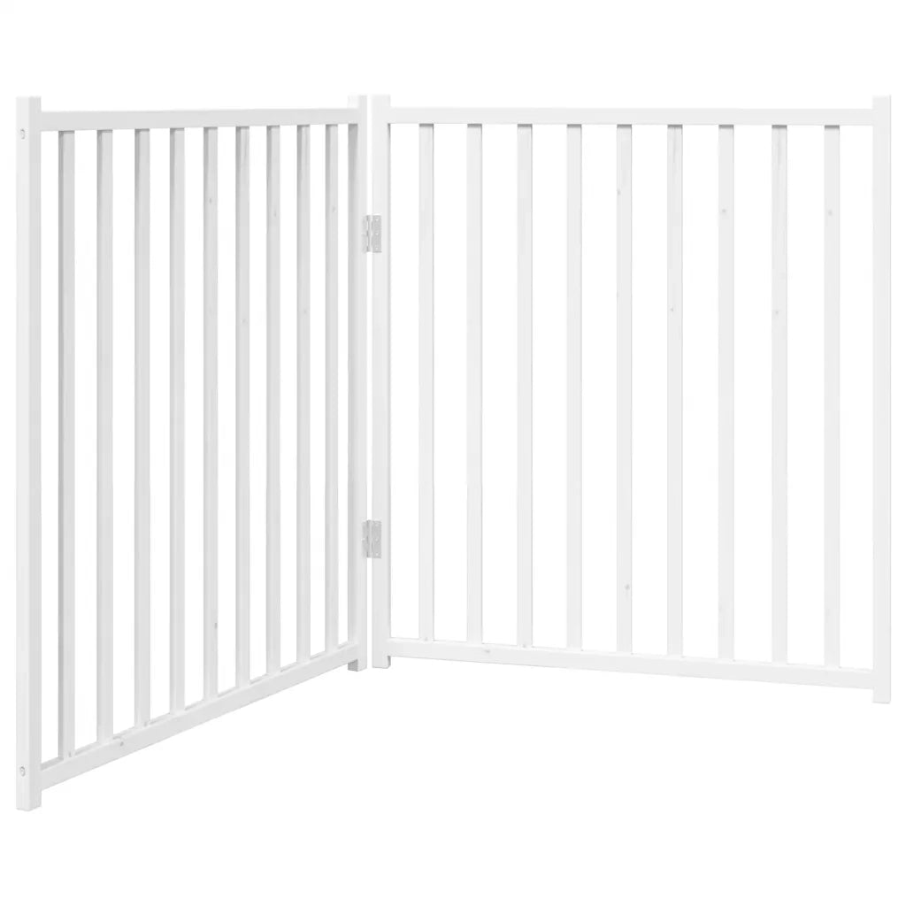 Cancello Cani Pieghevole 2 Pannelli Bianco 160cm Massello Abete 352282
