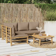 Set Salotto da Giardino 5pz con Cuscini Tortora Bambù 3155138