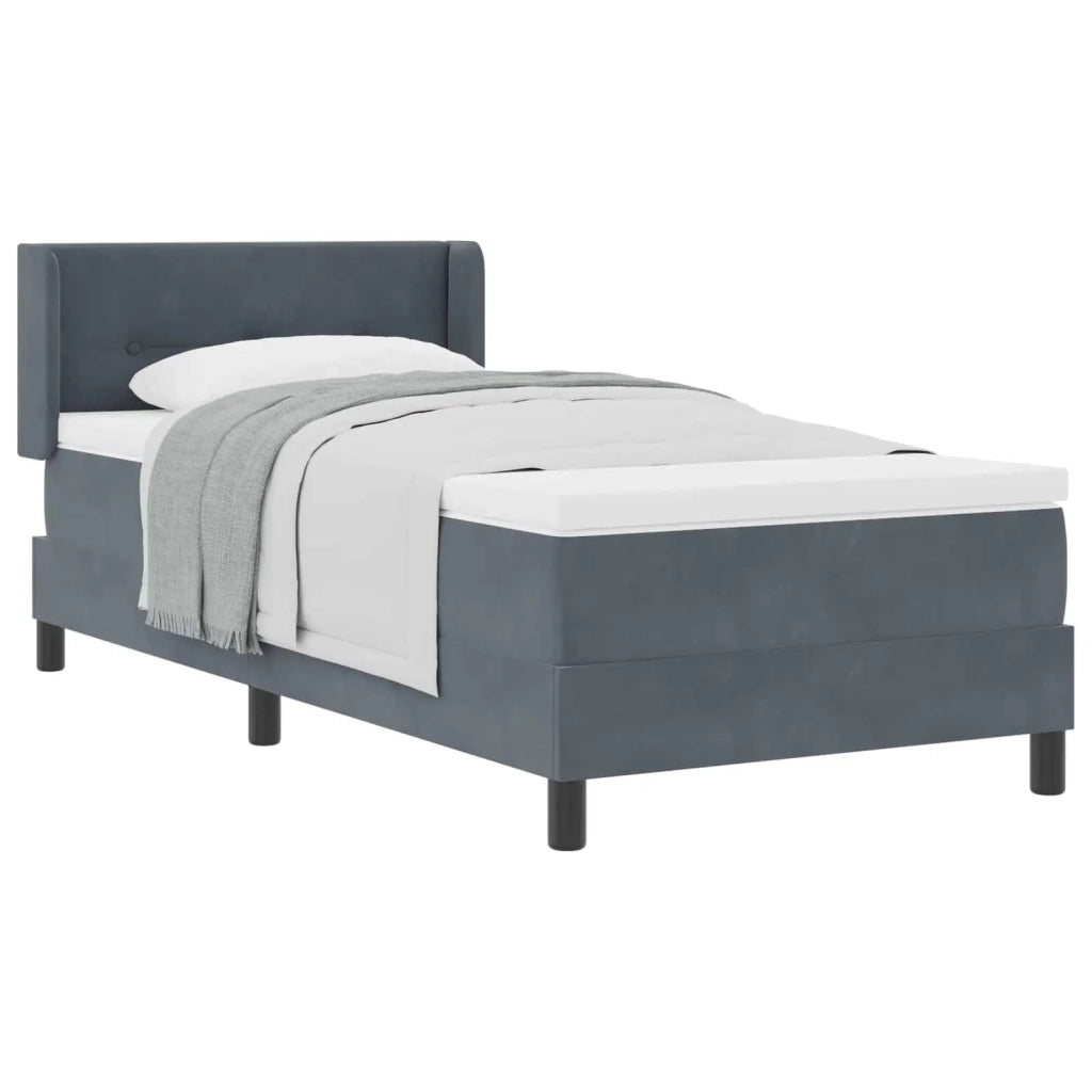 Letto a molle con materasso Grigio scuro 190 x 90 cm Poliestere