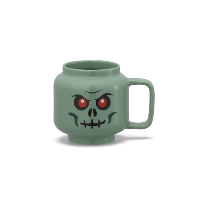 LEGO tazza in ceramica grande, testa minifigure scheletro, verde sabbia, 530 ml, adatta a microonde e lavastoviglie