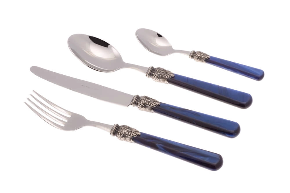 Servizio Set di Posate 24 Pezzi in Acciaio Inox Rivadossi Sandro Elena Blu