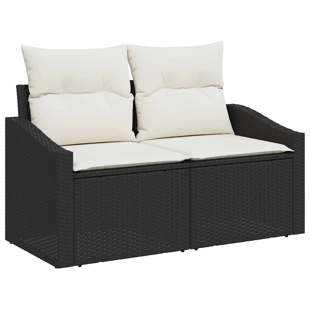 Set Divano da Giardino con cuscino 12 pcs Nero polyrattan