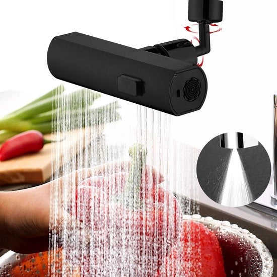 Nuova cascata-vasca da cucina, 3-in-1 360° rotazione cascata vasca da cucina 3-funzione getto d'acqua sbriciolatrice testa di spruzzo lavabo idropulitore a risparmio d'acqua per vasca da cucina (nero)