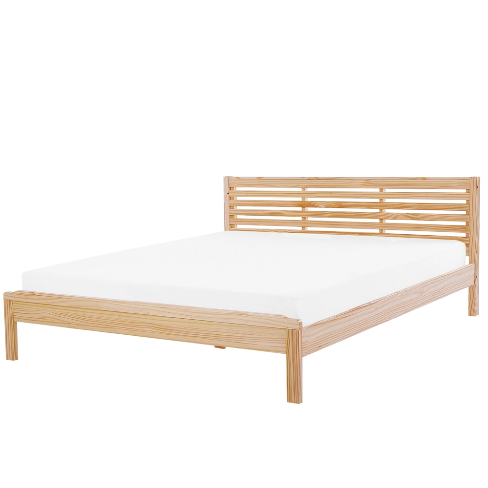 Letto in marrone chiaro 180 x 200 cm testiera letto a doghe