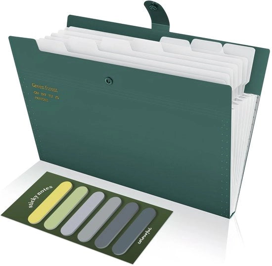 Documentenmap A4 con 8 Comparti - Materiale Plastico - Espandibile - Cartellone per Documenti - Finitura Resistente