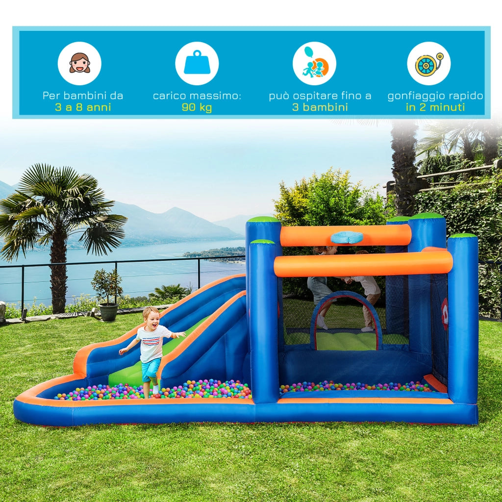 Casetta Gonfiabile per Bambini con Scivolo e Piscina ¨C Minimal ¨C 380x340x170cm
