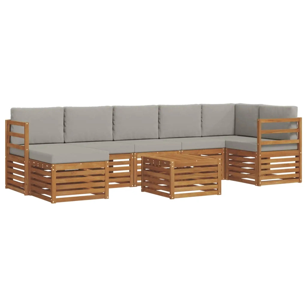 Set divano sezionale con cuscino 8 pcs Grigio Naturale e Chiaro 3375191