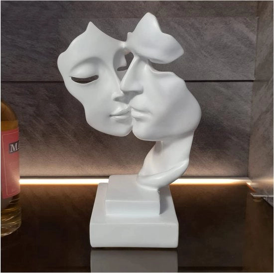 Scultura bianca, moderna arte astratta scultura decorativa, per soggiorno, bar, camera da letto, coppia di statue regalo, resina