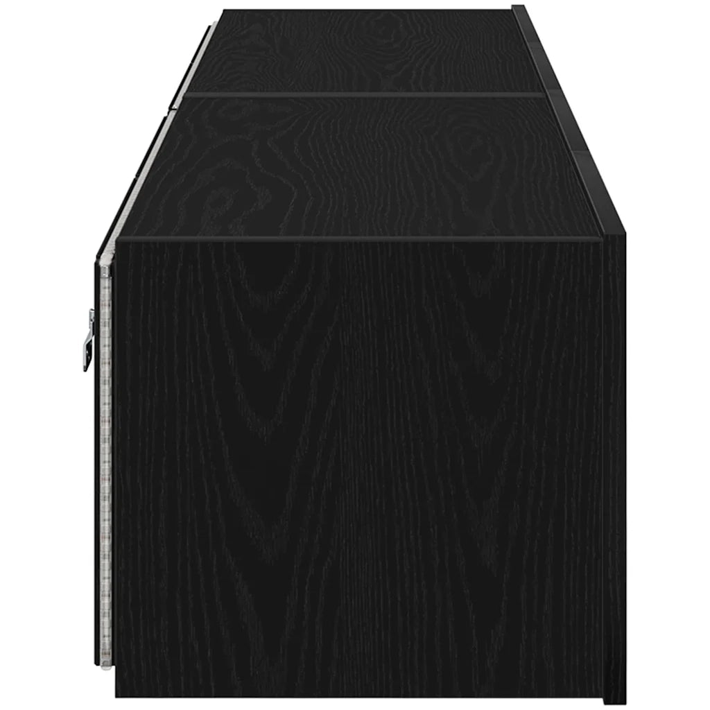 Mobile TV da parete con LED 2 pz | Armadietto TV | Mobile Porta TV Rovere Nero 80 x 35 x 31 cm