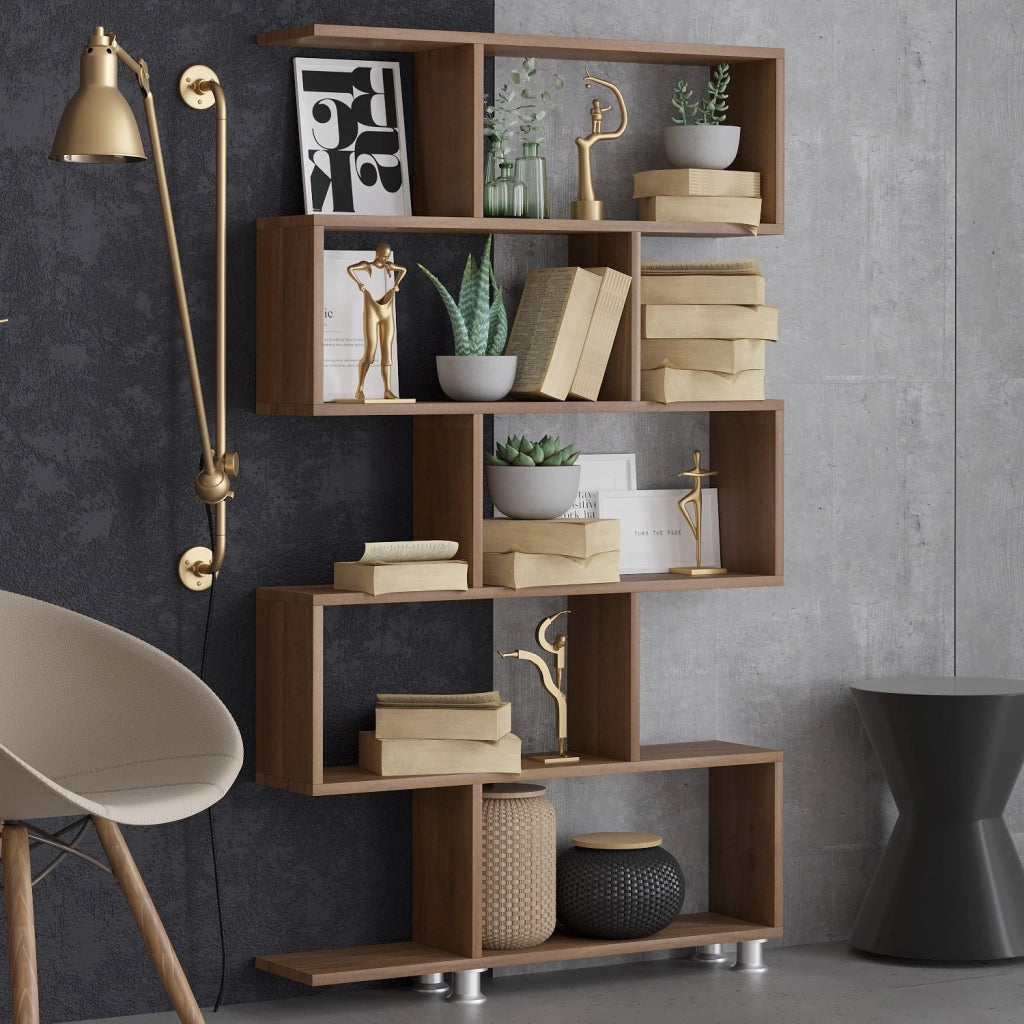 Libreria in legno "Nilüfer" - 90 x 20 x 156 cm - Marrone