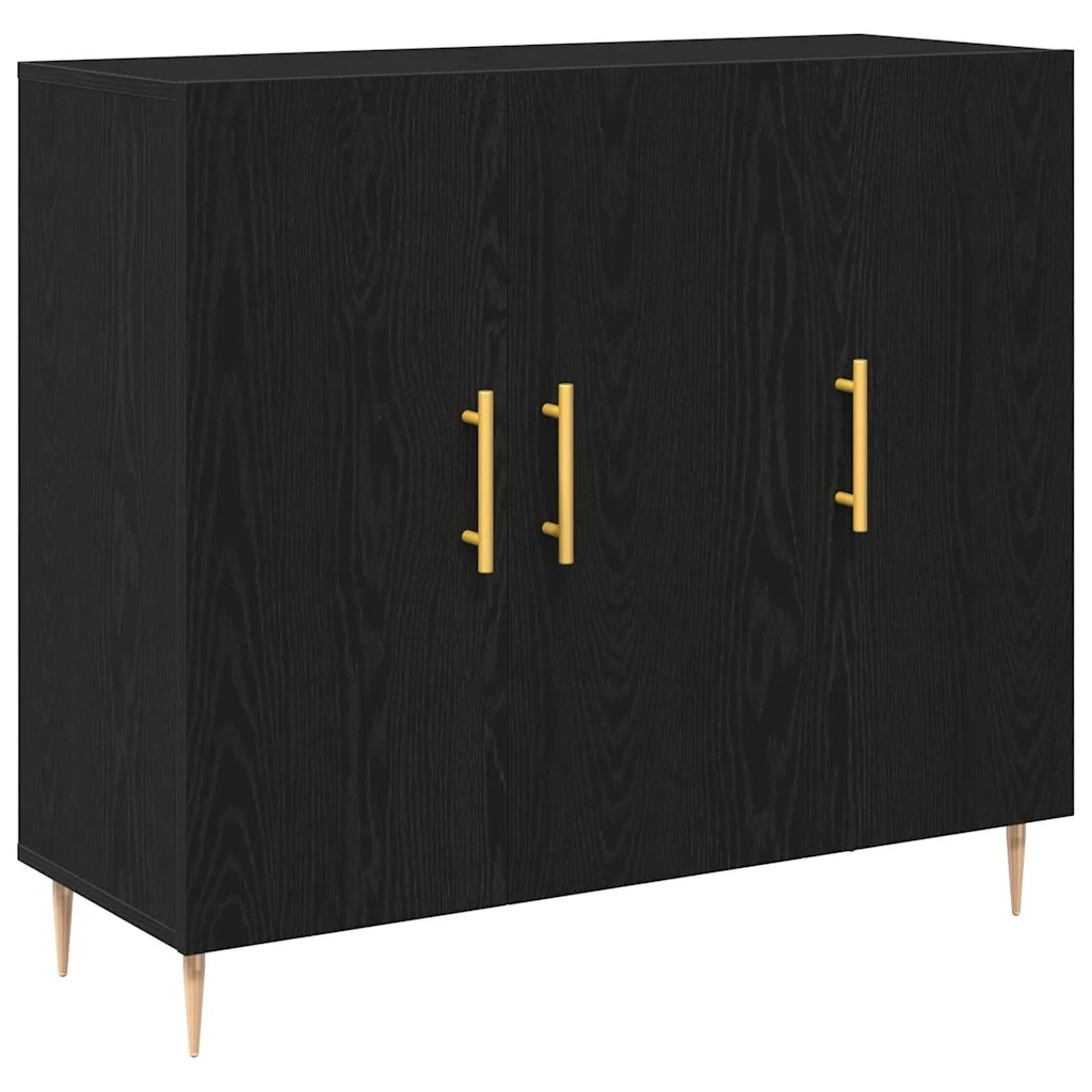 Credenza Rovere Nero 90 x 34 x 80 cm Legno multistrato 869078