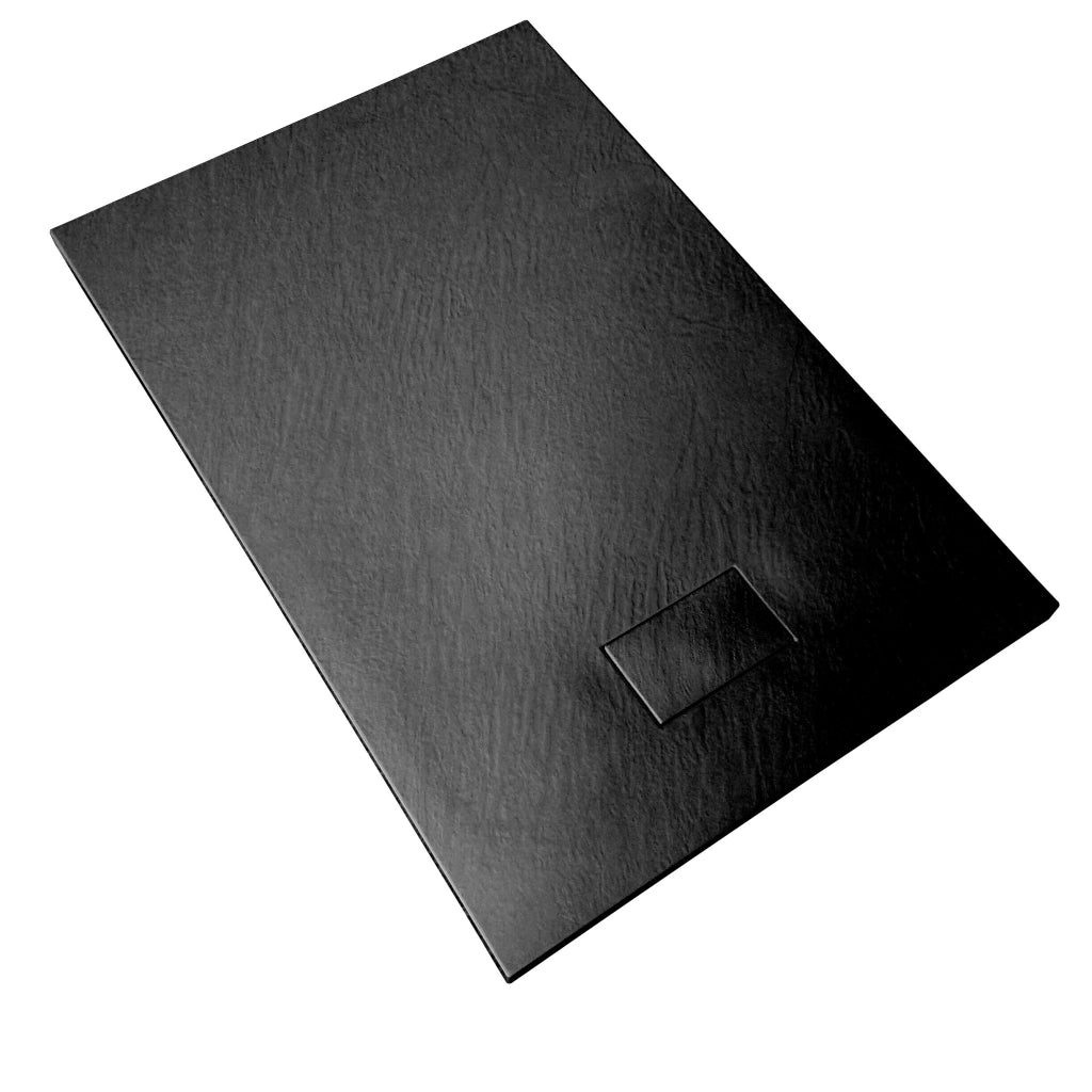 Piatto Doccia In SMC Vetroresina Effetto Pietra H 2,6 Cm Con Piletta Di Scarico Inclusa 70-110 Nero