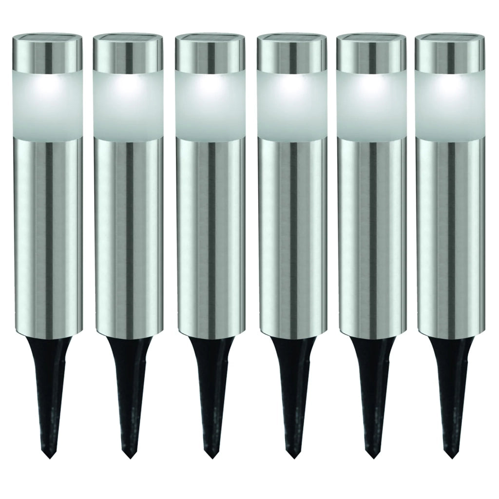 Set 6 Lampade Solari Esterno Rosalba 1 Acciaio Grigio 6 Luci Led 0,06W Ip44