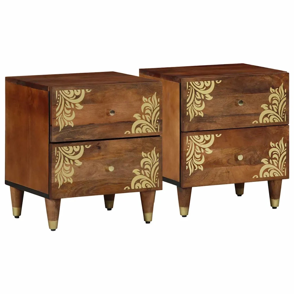 Set di 2 Comodini | Armadio da Notte | Mobiletto da notte Marrone miele 40 x 33 x 46 cm