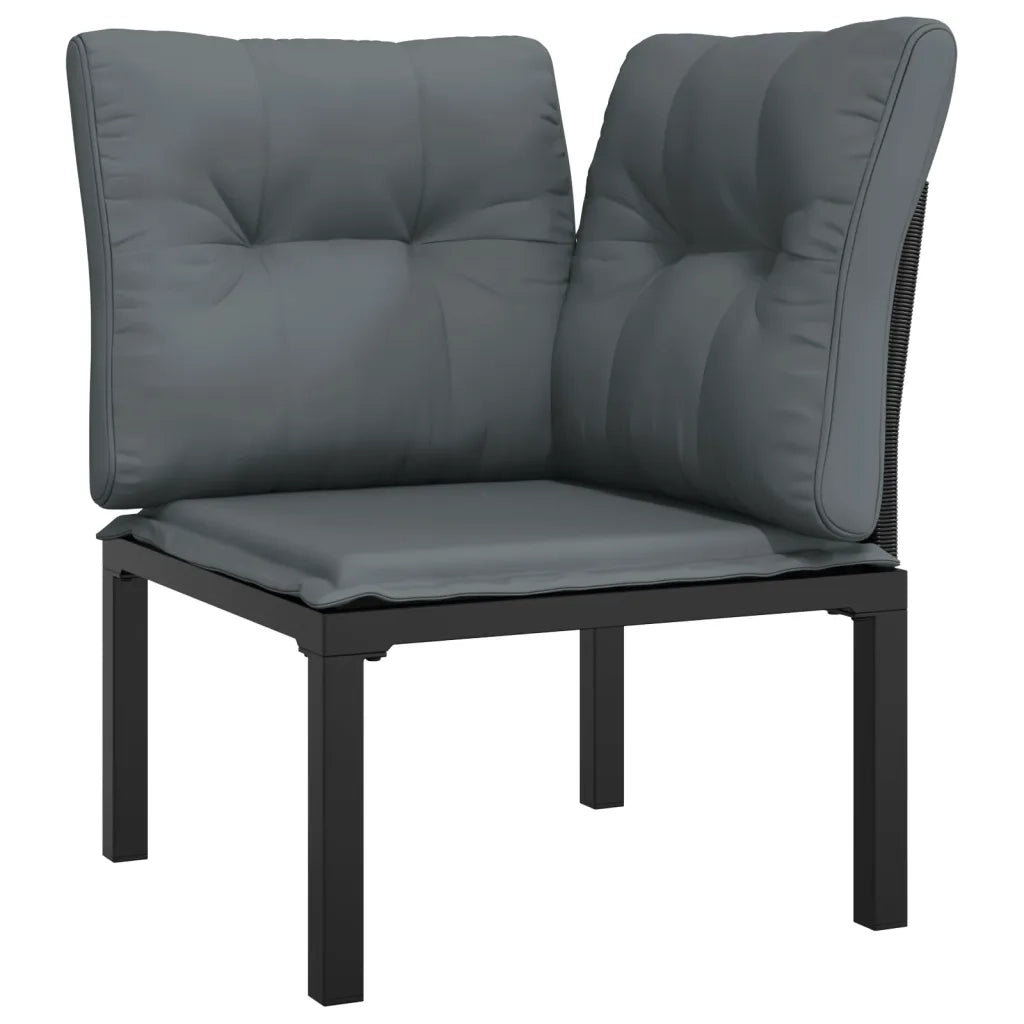 Set Salotto da Giardino 4 pz Nero e Grigio in Polyrattan 362803