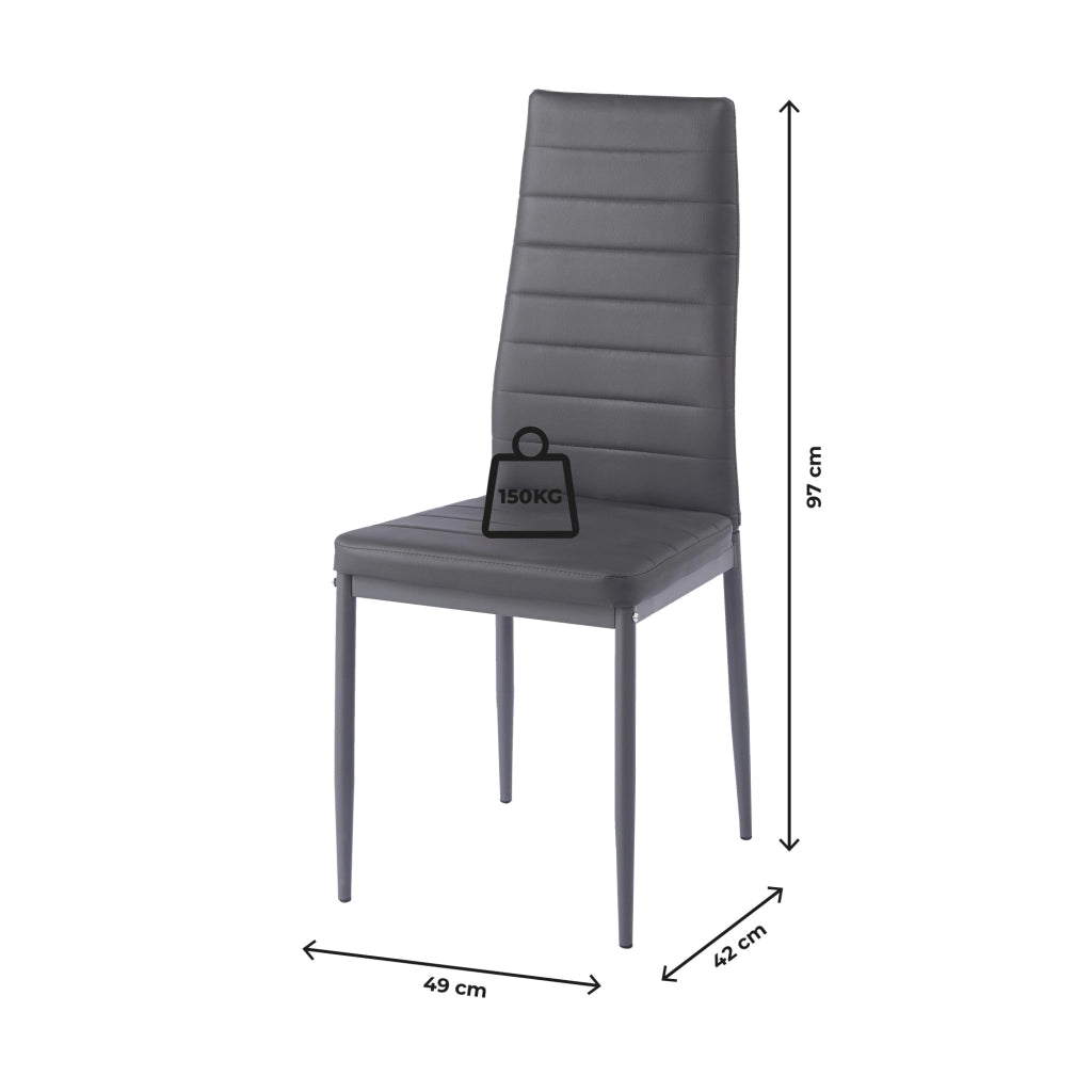 Set Sedie da Pranzo 4 o 6 Pezzi, Sedie Moderne Imbottite per Cucina Soggiorno Sala da Pranzo, Facile Montaggio con Gambe Robuste, Rivestimento in Pelle Sintetica  Grigio - 4 Pezzi
