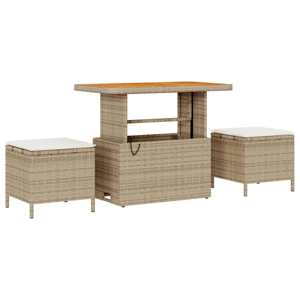 Set Divano da Giardino 11 pcs Beige polyrattan
