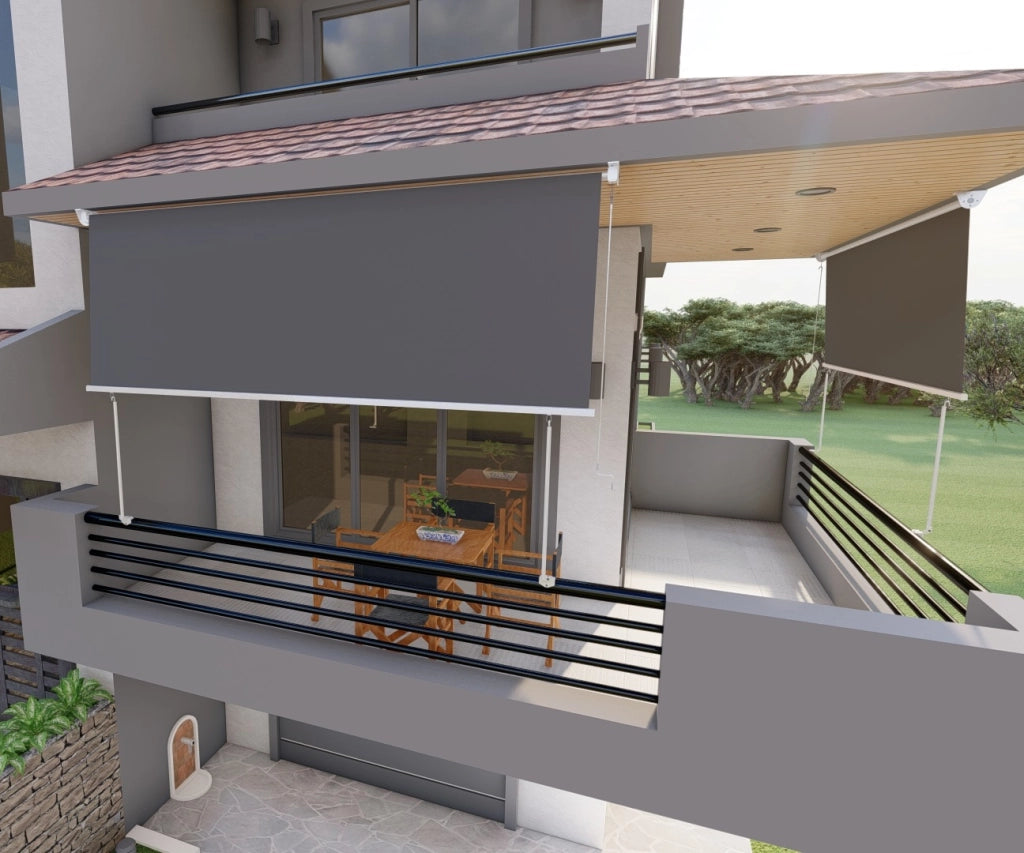 Tenda da sole a caduta con bracci 250cm telo impermeabile grigio Golisa