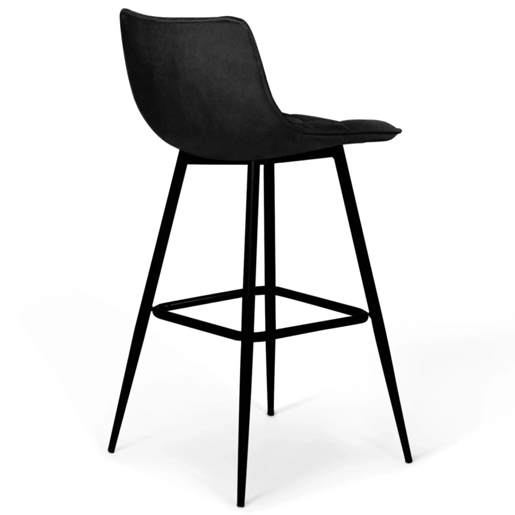 IDMarket - Set di 4 sgabelli da bar in velluto nero MADY