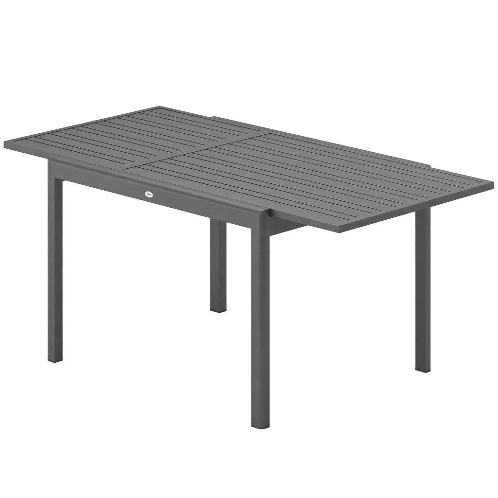Tavolo da Giardino Allungabile per 6-8 Persone con Piano a Doghe, in Alluminio, 110-170x90x75 cm, Grigio Scuro