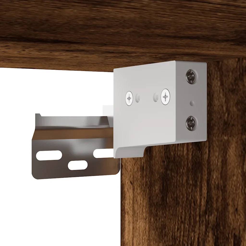 Mobile porta TV a parete dal design industriale 60 x 31 x 39,5 cm ampio vano contenitore legno composito finitura rovere affumicato 02_0049622