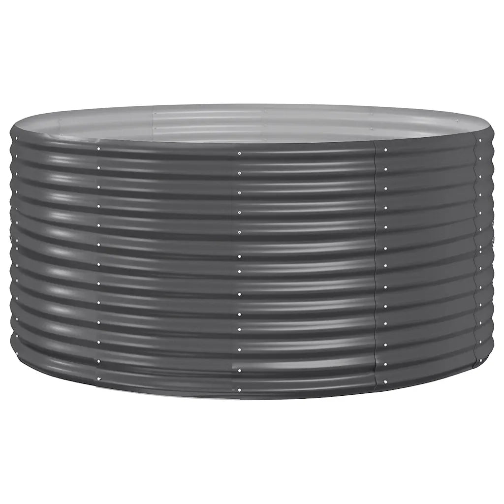 Grande aiuola rialzata rotonda per esterni 140 x 140 x 68 cm acciaio zincato color antracite 02_0046598