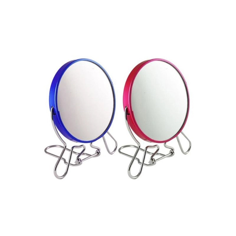 2 SPECCHI DOPPI DA TAVOLO CON BASE PER TRUCCO MAKE UP 10CM COLORI ASSORTITI