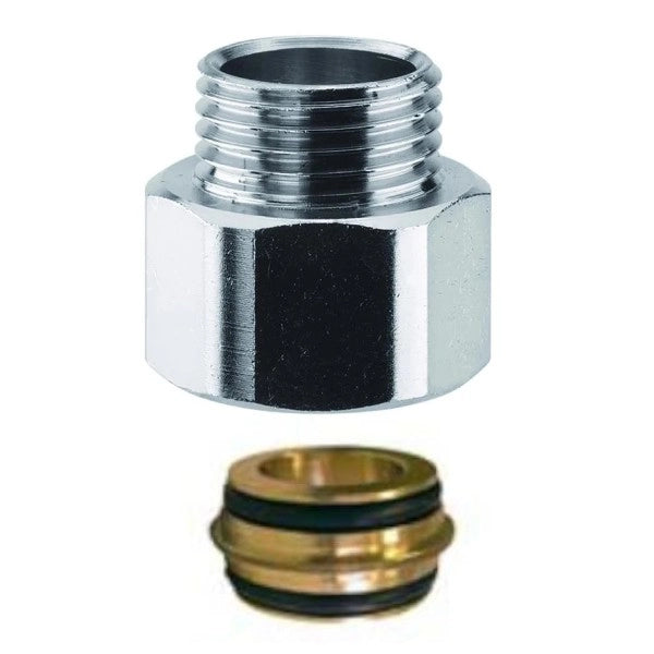 Adattatore filettato in ottone cromato maschio femmina con ogiva di tenuta  per gas  F 24x19-m 1/2 -  con ogiva di tenuta  Arteclima s.r.l.
