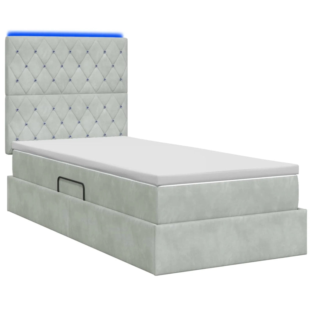 Letto con contenitore LED e materasso Grigio Chiaro 3460050