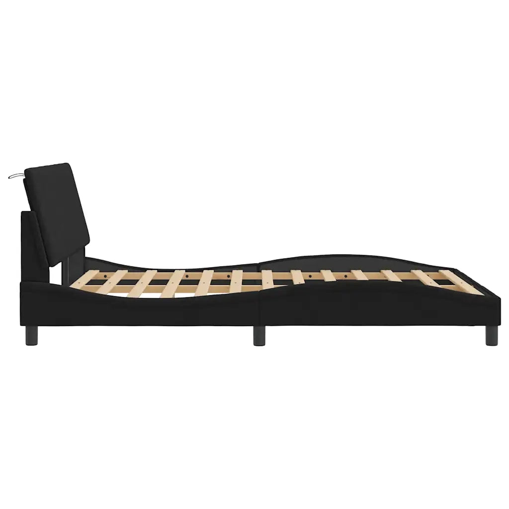 Letto matrimoniale | Letto per adulti | Giroletto senza Materasso Hanko Nero 140x200 cm in Velluto