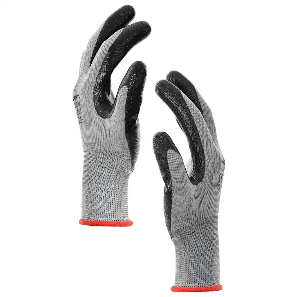 Guanti da Lavoro 24 pcs Grigio e Nero 7 / S Poliestere 42020701