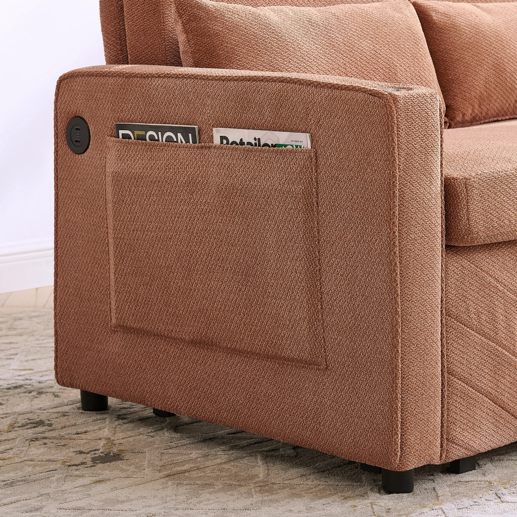 Divano Letto 2 Posti con USB ¨C Xylo ¨C Arancione