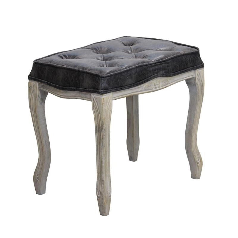 SGABELLO MARLY IN ECOPELLE VINTAGE 50 X 36 X H47 CM DI COLORE GRIGIO