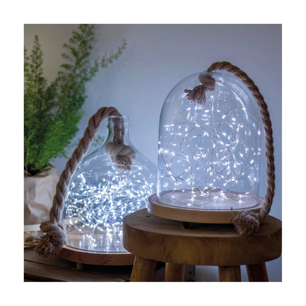 Micro Led luce fissa argento/bianco freddo 295cm 60L a batteria