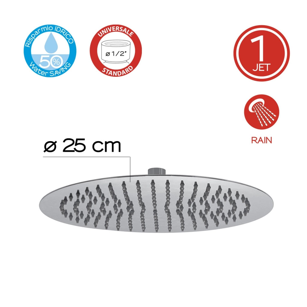 Set doccia 5 pezzi HIGH PRO 02 Gedy in ottone  D.25 cm - Cromato