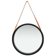 Specchio da Parete con Cinghia 50 cm Nero 320367