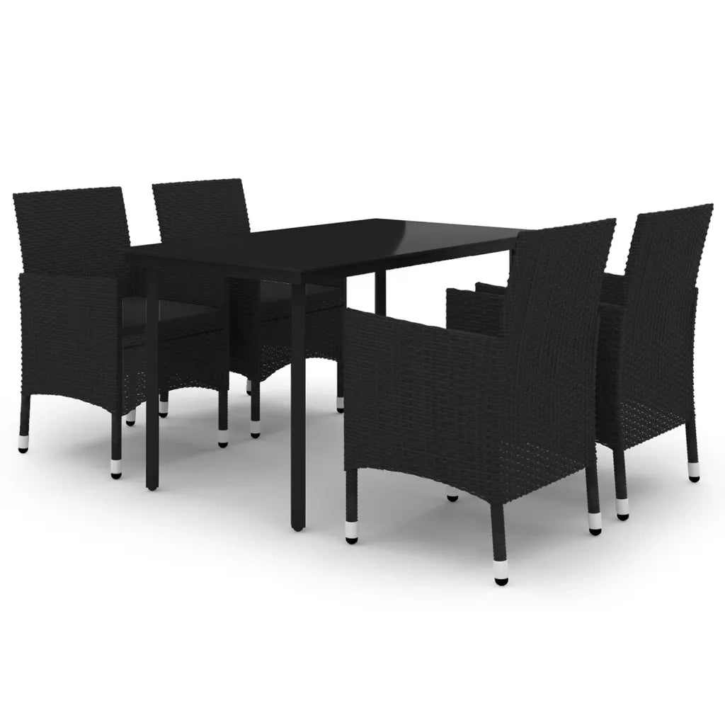 Set da Pranzo da Giardino 5 pz con Cuscini Polyrattan e Vetro 3099687