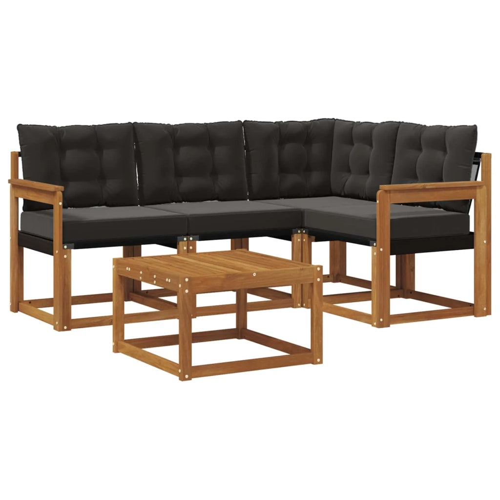 Set di divani da esterno con cuscino 5 pcs Naturale e Nero 3368635