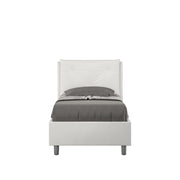BS COM Letto singolo contenitore imbottito 80x200 similpelle bianco
